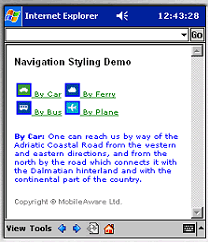 PDA Navigation styling on a pda browser
