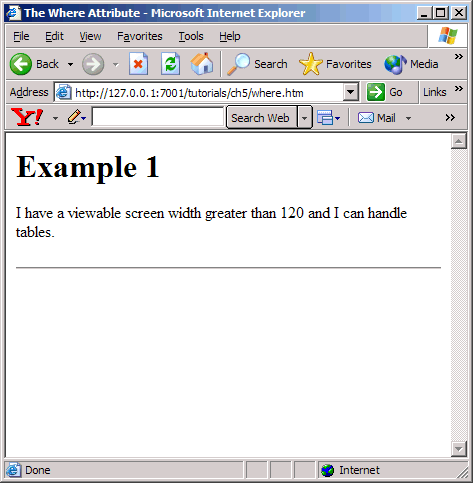 `where' example on PC browser 