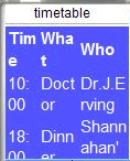 Timetable With Wrapped Data 