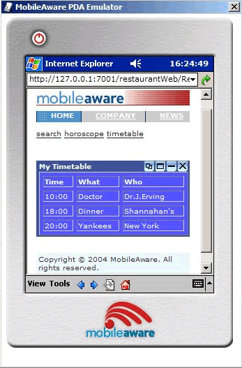 Updated PDA Emulator View - Timetable 
