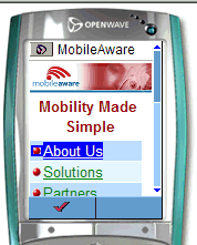 MobileAware Web Site Arranged for XHTML-MP Device