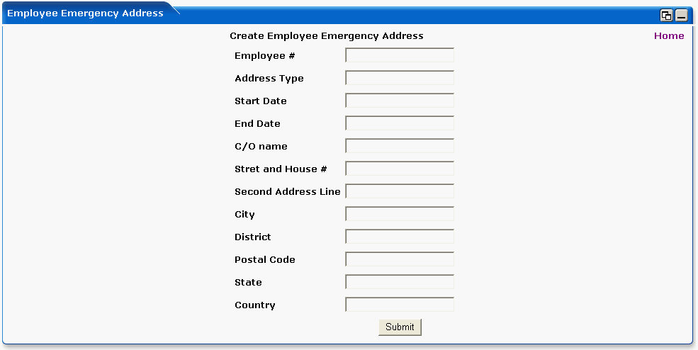 WebLogic Portlets for SAP HRMS - Create Employee Emergency Address Screen