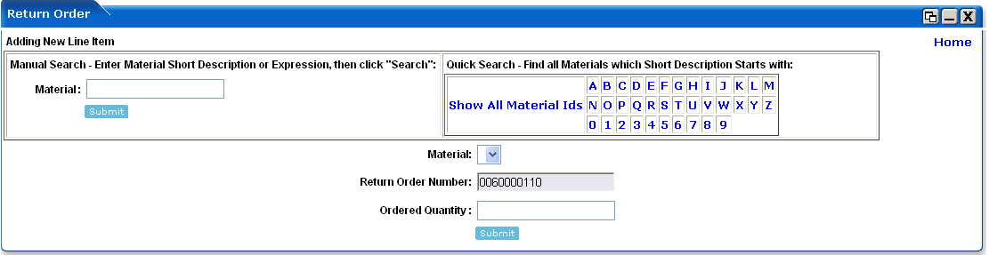WebLogic Portlets for SAP - Return Order Portlet -Add New Item Screen