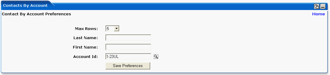 WebLogic Portlets for Siebel - Contacts By Account Edit Preferences Screen