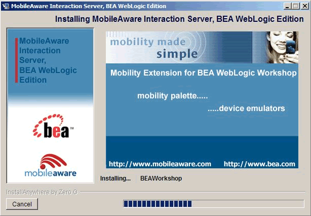 Installing MobileAware Interaction Server Screen 1