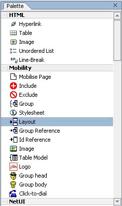 Selecting Layout on the Mobility Palette 