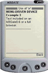 Example 3 Result on a WML Menu-Driven Device