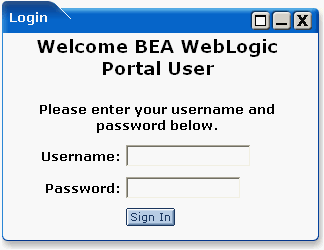 WebLogic Portlets for SAP Login Screen
