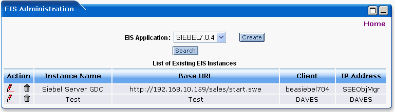EIS Instance Screen