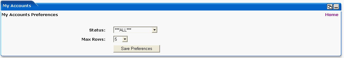 WebLogic Portlets for Siebel - My Accounts Portlet Screen Edit preferences Screen