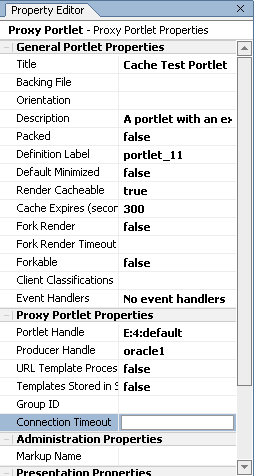 Proxy Portlet Property Editor—Connection Timeout Selected