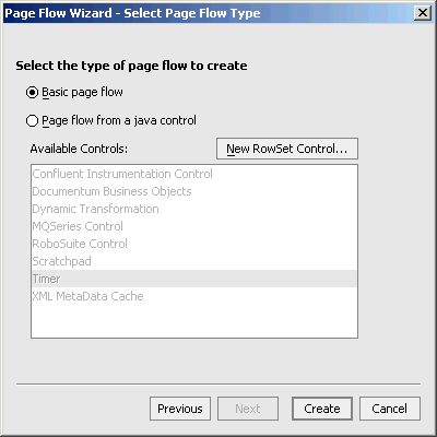 Page Flow Wizard - Select Page Flow Type Dialog Box