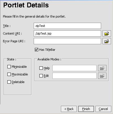 Portlet Details with zipTest.jsp Included