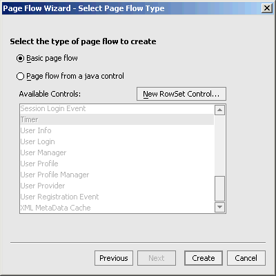 Page Flow Wizard - Page Flow Type Dialog Box