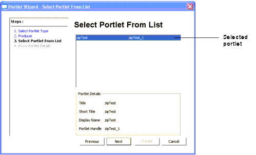 Select Portlet from List Dialog Box 