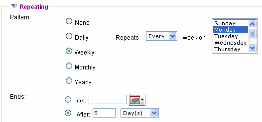 Repeating Calendar Appointment