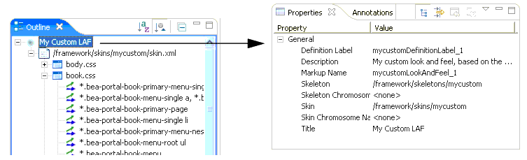 Look & Feel file in the Outline View