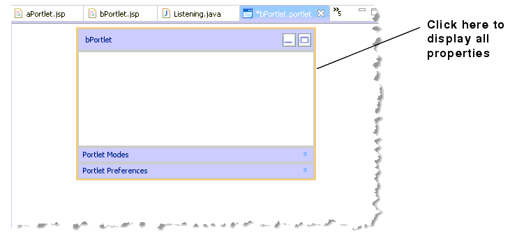 bPortlet with Outer Border Selected to Display Properties