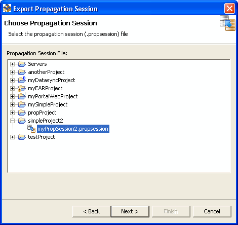 Choose Propagation Session Dialog