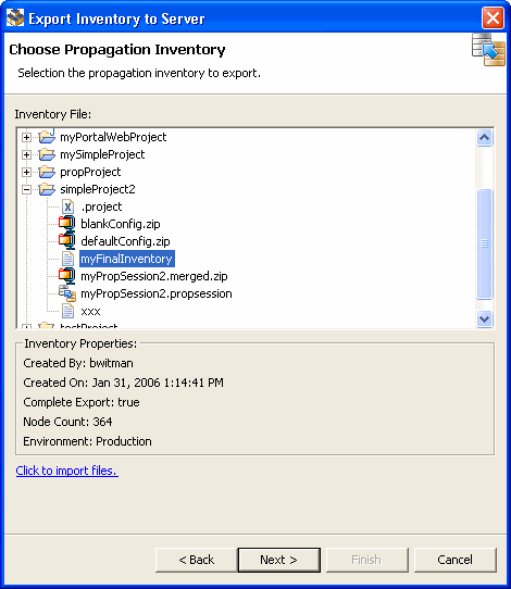 Choose Propagation Inventory Dialog