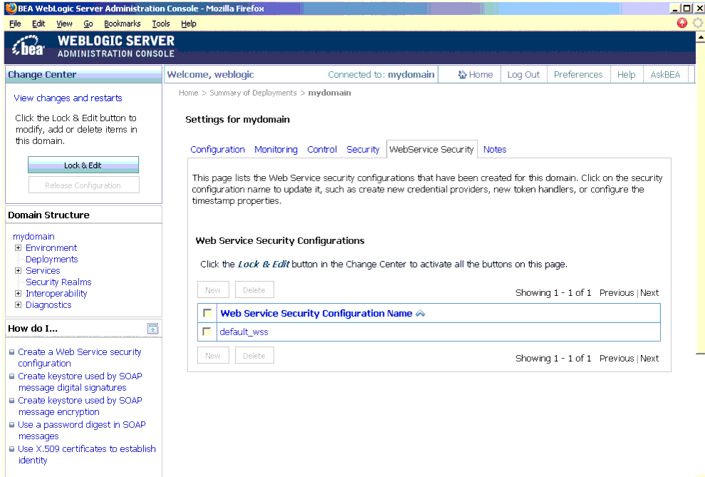 Web Service Security Configuration in Administration Console