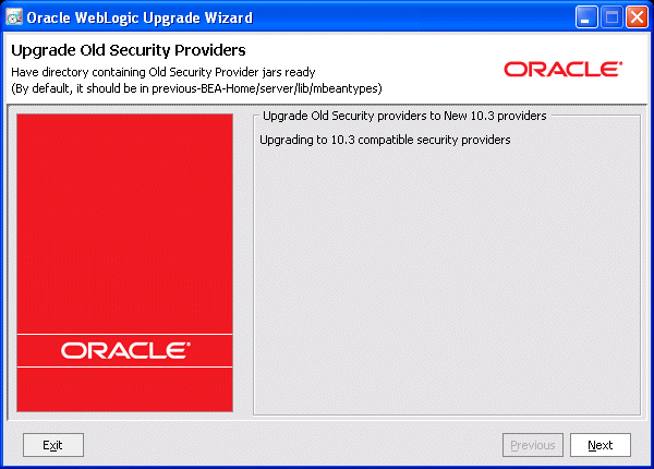 WebLogic Upgrade Wizard for Security Providers