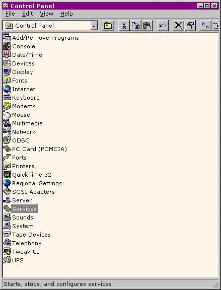 Open the Services Control Panel