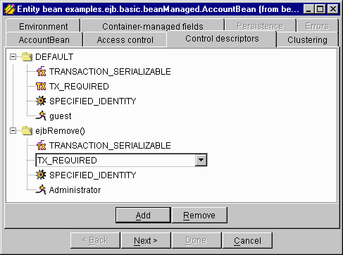 Configuring control descriptors