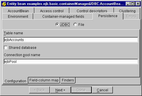 Configuring JDBC persistence