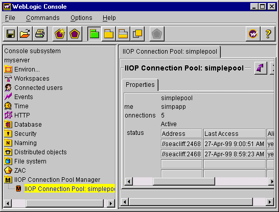 WebLogic Enterprise Connectivity connection pool