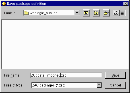 Saving the ZAC package definition