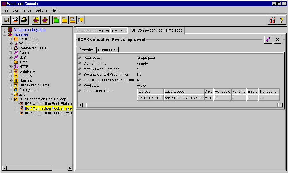 WLEC connection pool