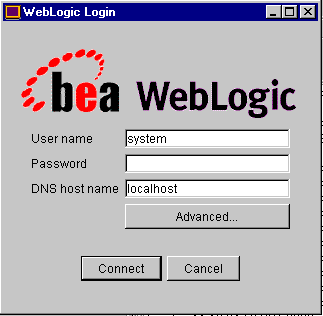 The Console login window
