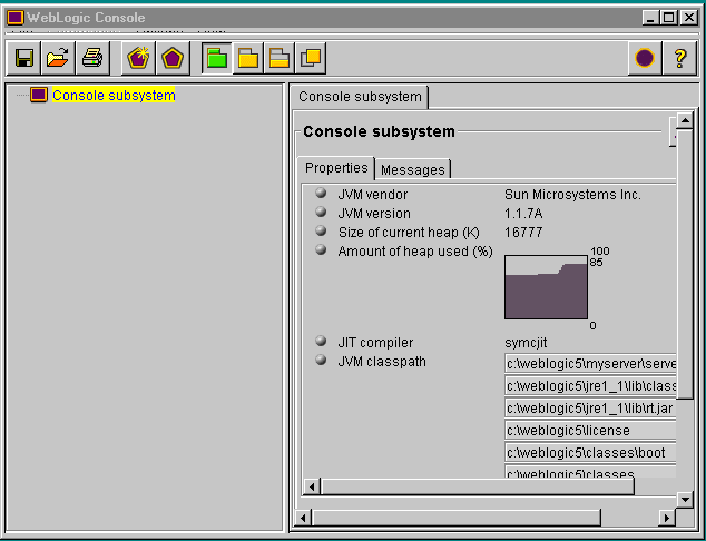 The Console subsystem display