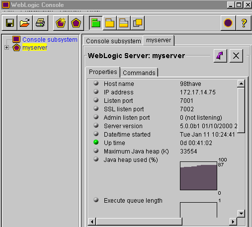 WebLogic Server display
