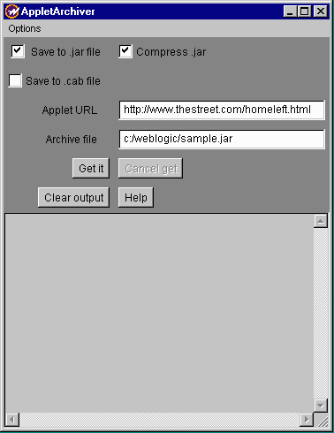 AppletArchiver screen