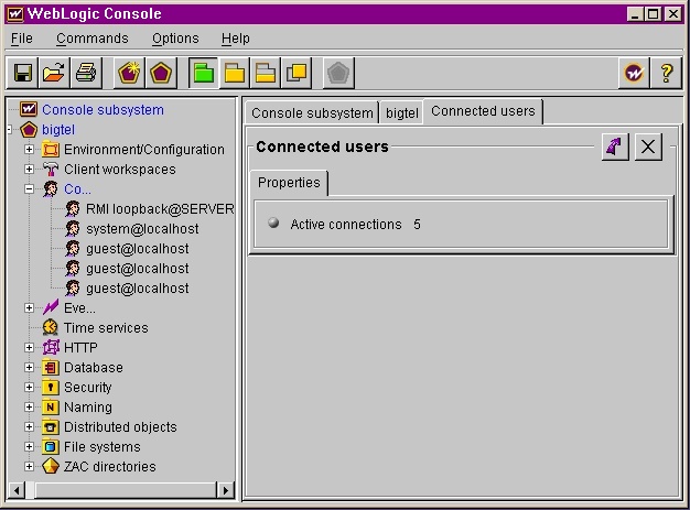 Connected users while running the BigTel App