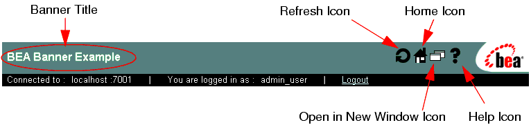 BEA Banner Displayed by Using the <wl:standard-banner> Tag