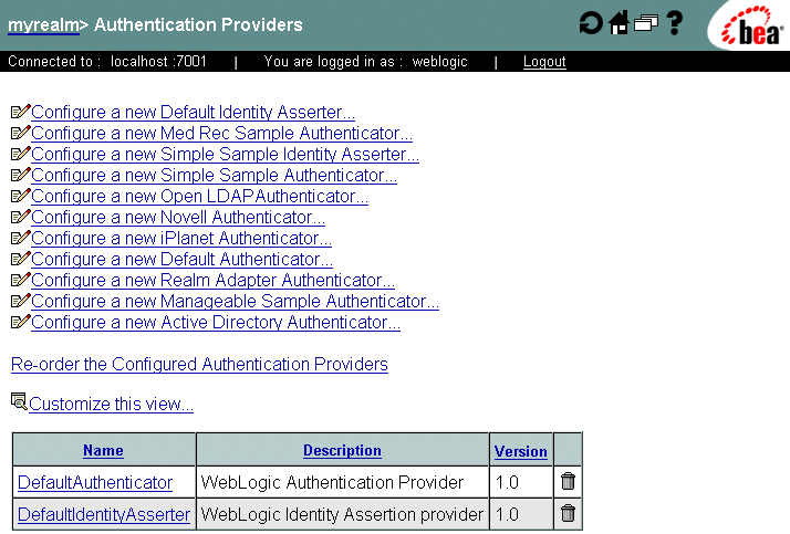 Configuring the Sample Authentication Provider