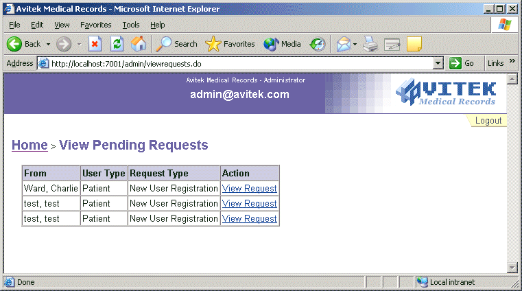 View Pending Requests