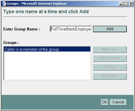 Customized Window for Caller is a Member of the Group Condition