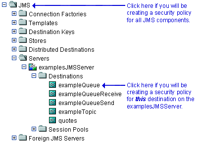 Services Portion of the Administration Console Navigation Tree