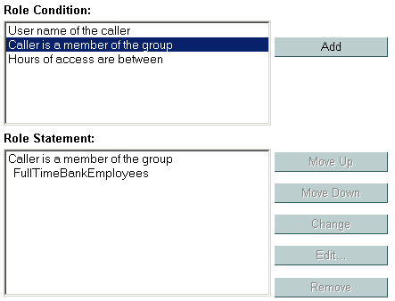 Example Expression in Role Statement List Box