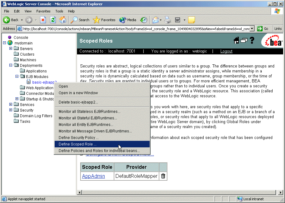 Creating a Scoped Role