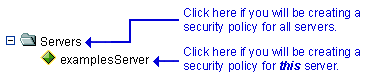 Servers Portion of the Administration Console Navigation Tree