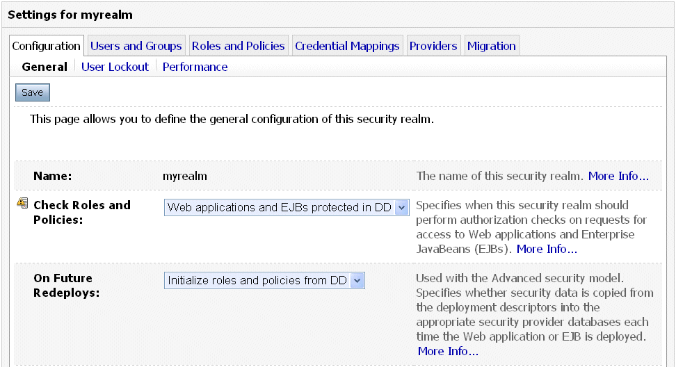Administration Console: Realms Settings for Advanced Security Model 