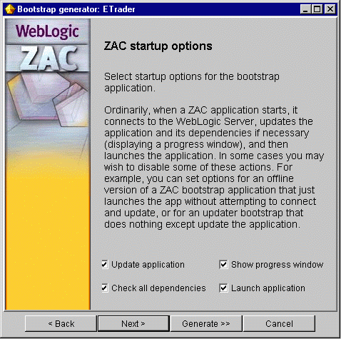 Setting up bootstraper options