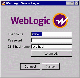 The Console login window