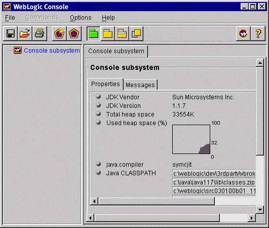 The Console subsystem display