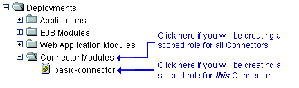 Deployments Portion of the Administration Console Navigation Tree